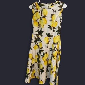 Lemon Print Sleeveless Midi Dress 🍋